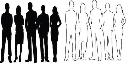 Male and female avatar icons, outline and silhouette vector set for web design, mobile apps, and identity use.
