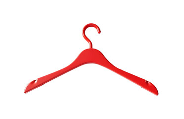 3d red plastic hanger isolated on white background. Cut out
