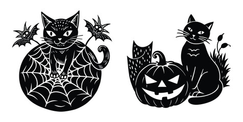 Halloween witch carrying a pumpkin basket full of candy, cartoon vector illustration.

