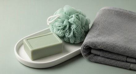 Spa Essentials: Soap, Towel, and Bath Sponge