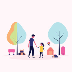 Family Walking in Park