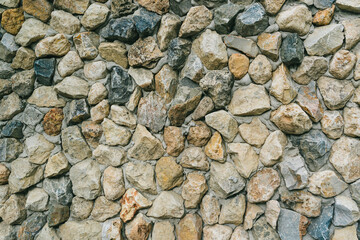 Stone background. Detailed Texture of Natural Gray and Brown Stones Forming an Organic Wall Surface Ideal for Background Use