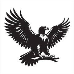 siting  eagle  Silhouette Vector Art, and Graphic, vector black color silhouette 