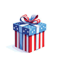 us flag themed gift box isolated on white
