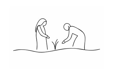 People planting seeds in the ground gardening agriculture