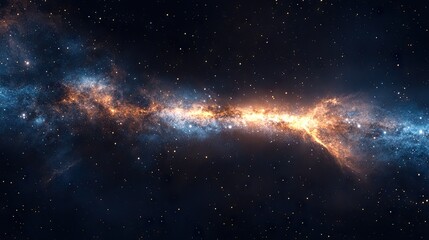 Fototapeta premium A vast expanse of space filled with glowing nebulae and distant stars.