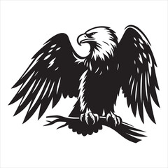 Fototapeta premium siting eagle Silhouette Vector Art, and Graphic, vector black color silhouette 