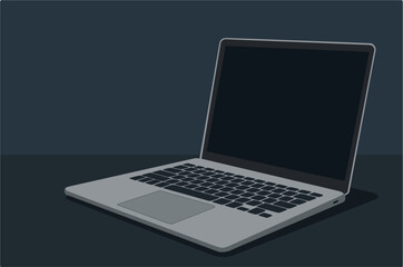 Laptop on Desk &ndash; Flat Vector Illustration of Workspace or Office Setup