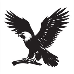 siting  eagle  Silhouette Vector Art, and Graphic, vector black color silhouette 