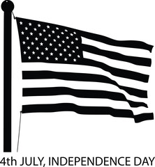 Waving Flag Silhouette - American Patriotism