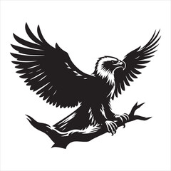Obraz premium siting eagle Silhouette Vector Art, and Graphic, vector black color silhouette 