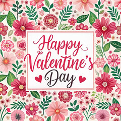 A Happy Valentine Day flower pattern background