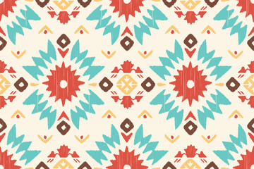 Ethnic Aztec abstract ikat art. Seamless motif triangle chevron pattern in tribal, Navajo folk embroidery, and Mexican style. geometric art ornament print.Design for carpet, wallpaper, and textile