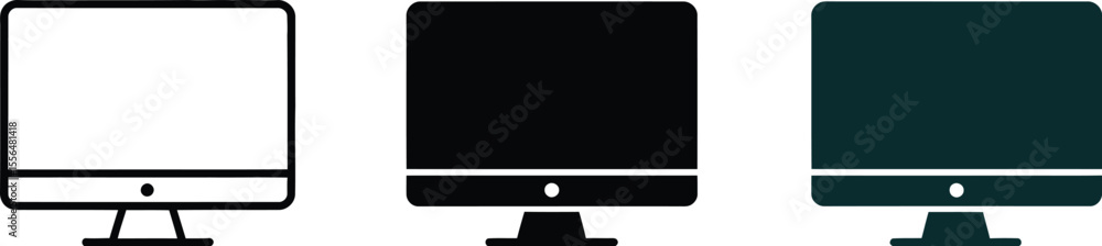 Fototapete Computer monitor icon vector illustration desktop display screen technology device isolated graphic design 100 editable vector illustration with png format