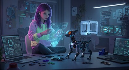 Tech enthusiast crafting robotic companion