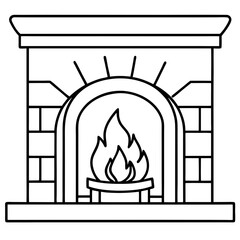 Cozy Fireplace vector line art and minimalist vector