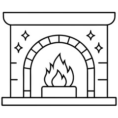 Cozy Fireplace vector line art and minimalist vector