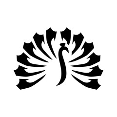 Elegant Black and White Peacock Silhouette Design