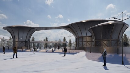 railway station in winter