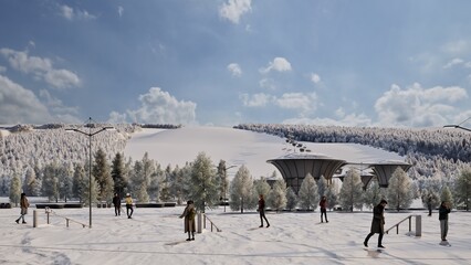 winter landscape with snow