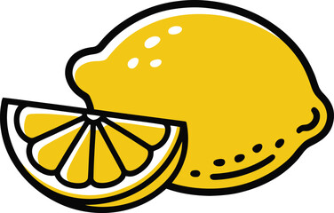 Yellow lemon fruit illustration vector graphic design fresh citrus slice icon food drawing lemonade clipart editable vector illustration with png format