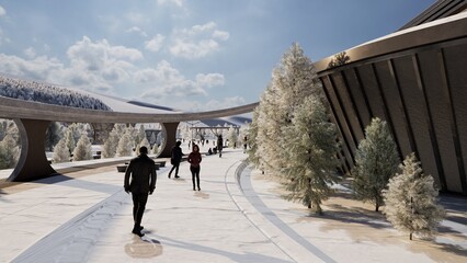 people walking in winter park