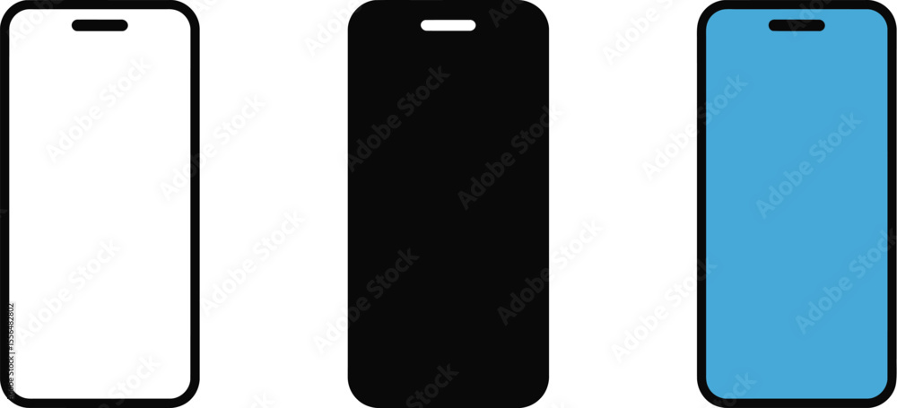 Poster three smartphone mockups for app design presentation and mobile interface display in different color