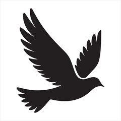 Obraz premium Side view of a perched bird vector silhouette on a branch, black colour vactor 