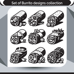Bold Burrito Bonanza Collection of designs featuring diverse fillings and toppings showcasing the culinary versatility and visual appeal of this iconic Mexican dish offering creative inspiration