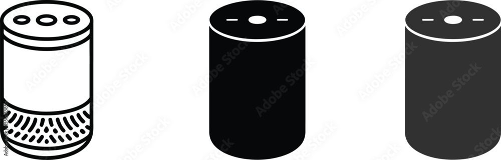 Poster smart speaker illustration vector design ai assistant device voice recognition technology home autom