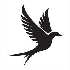 Obraz premium Side view of a perched bird vector silhouette on a branch, black colour vactor 