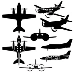 Vector illustration of  small pax airplane for laser and vinyl cut