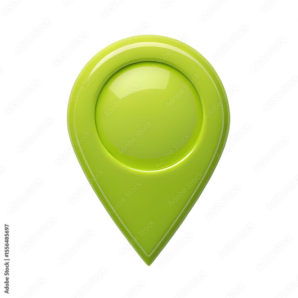 Poster glossy green map pin location marker icon isolated on transparent background