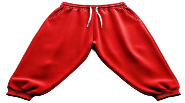 Bright Red Sweatpants with Elastic Cuffs for Comfortable Sportswear or Casual Attire Ideal for Active Lifestyles and Relaxation at Home or Outdoors