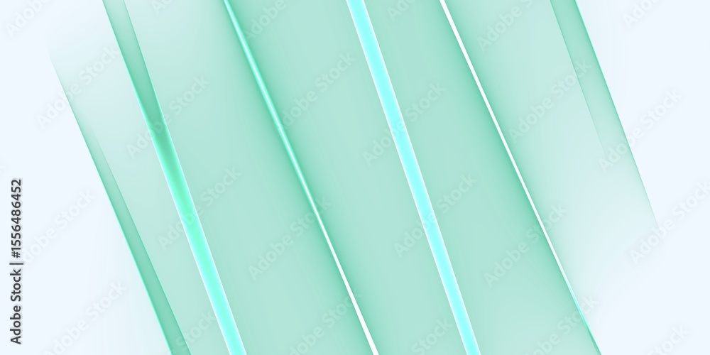 Poster illustration of subtle aqua lines curve across a white background in a calming abstract illustration