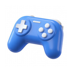 Blue gaming controller with white buttons isolated on a transparent background video game