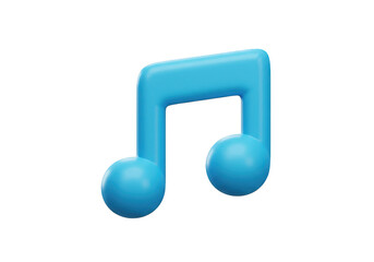 Isolated blue musical note rendering with a simple design on a plain dark surface illustration on transparent background