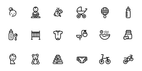 Adorable Baby Icons A Collection of Cute and Simple Line Art Graphics for Your Projects