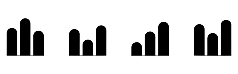 Collection of Abstract Black and White Rounded Rectangle Shapes Vector Illustration