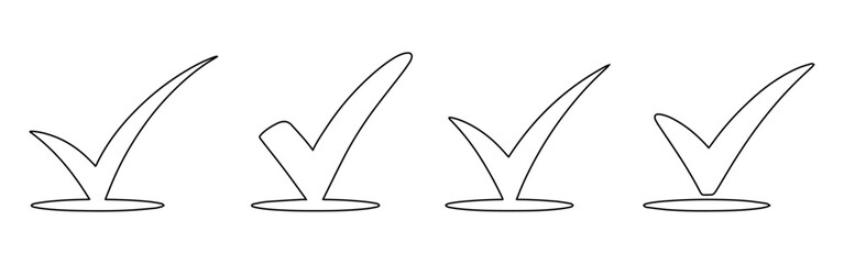 Hand-Drawn Checkmarks Four Simple, Elegant Tick Marks for Design Projects