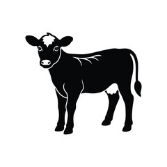 Baby cow silhouette vector art illustration
