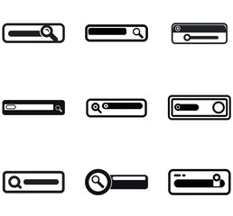 Vector Search Bar Icons: Nine Modern UI Designs