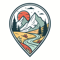 Mountain river inside the location marker