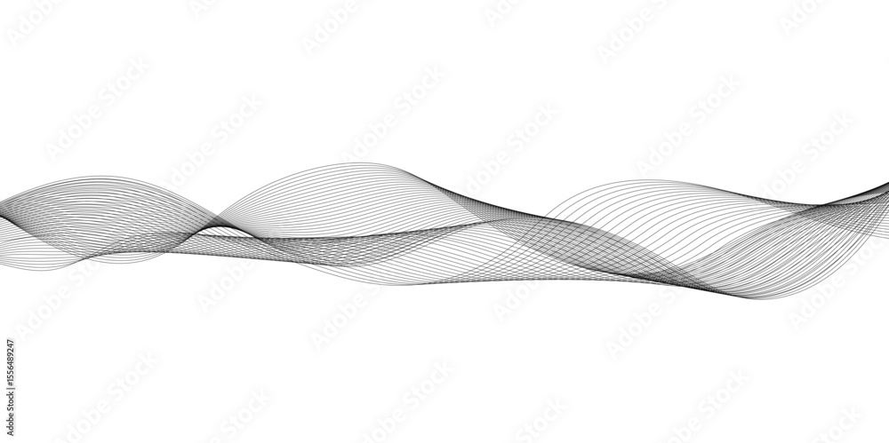 Poster abstract grey wave lines on transparent background. digital frequency track equalizer. abstract freq