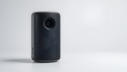 Obraz premium Portable Bluetooth Speaker on a White Background with Copy Space.