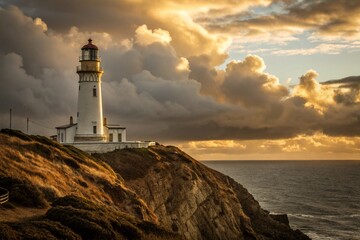 Dramatic Coastal Lighthouse at Sunset/Sunrise

