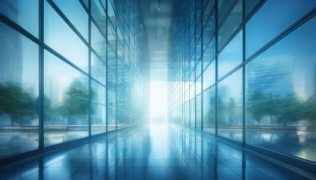 blurred glass wall of modern business office building at the business center use for background in business concept blur corporate business office abstract windows with a blue generative ai