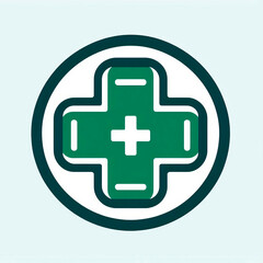 Obraz premium Medical Cross Icon in Green Circle – Minimalist Healthcare & Pharmacy Symbol 