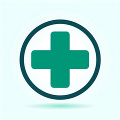 Obraz premium Medical Cross Icon in Green Circle – Minimalist Healthcare & Pharmacy Symbol 