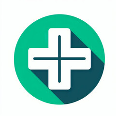 Fototapeta premium Medical Cross Icon in Green Circle – Minimalist Healthcare & Pharmacy Symbol 